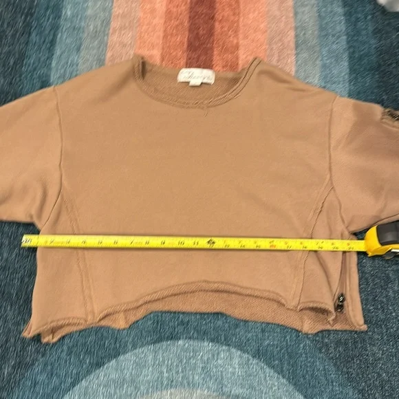 Vintage Havana Cropped Sweatshirt Tan Zip Detail Size L - Picture 8 of 8